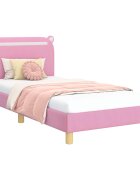 vidaXL Rám postele pro děti s čelem s čelo Růžová 90 x 190 cm Textil