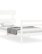 vidaXL Rám postele s čelem bílý 90 x 200 cm masivní dřevo