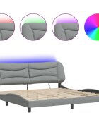 vidaXL Rám postele s LED bez matrace Hvar Světle šedá 200x200 cm Látka