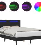 vidaXL Rám postele s LED pásky s čelo Černá 160 x 200 cm Umělá kůže