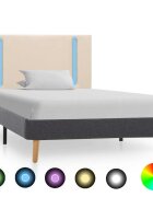 vidaXL Rám postele s LED světlem krémový a tmavě šedý textil 100x200cm