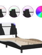 vidaXL Rám postele Viana s LED bez matrace černý a bílý 100x200 cm