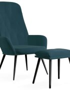 vidaXL Relaxační křeslo s podnožkou modré samet