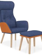 vidaXL Relaxační křeslo s podnožkou modré umělá kůže a textil