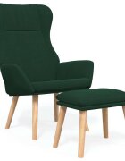 vidaXL Relaxační křeslo s podnožkou tmavě zelené textil