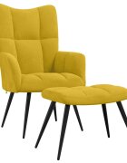 vidaXL Relaxační křeslo s taburetkou hořčicově žluté sametové