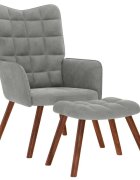 vidaXL Relaxační křeslo s taburetkou světle šedý samet