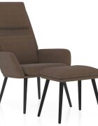 vidaXL Relaxační křeslo se stoličkou hnědé textil