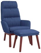 vidaXL Relaxační křeslo se stoličkou modré textil