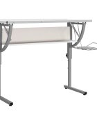 vidaXL Řemeslný stůl bílý a šedý 110 x 53 x (58–87) cm kompozit a ocel