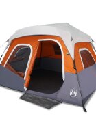 vidaXL Rodinný stan s LED 6 osob světle šedý a oranžový rychloupínací