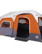 vidaXL Rodinný stan s LED 9 osob světle šedý a oranžový rychloupínací