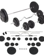 vidaXL Sada činek barbell a dumbbell 90 kg