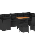 vidaXL Sada zahradních pohovek 10 pcs Černá polyratan