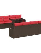 vidaXL Sada zahradních pohovek 7 ks Hnědá a červená polyratan