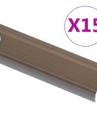 vidaXL Schodové hrany ve tvaru L 15 ks hliník 100 cm hnědé
