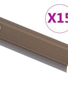 vidaXL Schodové hrany ve tvaru L 15 ks hliník 90 cm hnědé