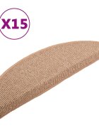vidaXL Schodové rohože 15 ks 56 x 17 x 3 cm světle hnědé půlkulaté