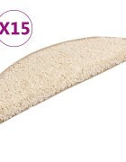 vidaXL Schodové rohože 15 ks 56x17x3 cm krémové půlkulaté