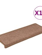 vidaXL Schodové rohože 15 ks 65 x 21 x 4 cm hnědé s obdélníkovým okrajem