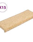 vidaXL Schodové rohože 15 ks 65 x 21 x 4 cm krémové s obdélníkovým okrajem