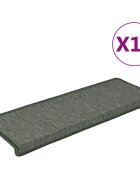 vidaXL Schodové rohože 15 ks 65 x 21 x 4 cm tmavě zelené s obdélníkovým okrajem
