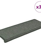 vidaXL Schodové rohože 30 ks 65 x 21 x 4 cm tmavě zelené s obdélníkovým okrajem