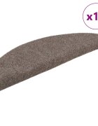 vidaXL Schodové rohože samolepicí 10 ks 56 x 17 x 3 cm béžové půlkulaté