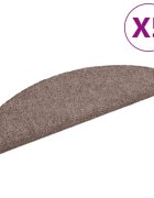 vidaXL Schodové rohože samolepicí 5 ks 65 x 21 x 4 cm světle hnědé půlkulaté velké