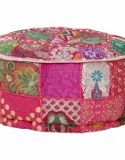 vidaXL Sedací puf patchwork kulatý bavlna ruční výroba 40x20 cm růžový