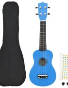 vidaXL Set soprano ukulele s obalem pro děti blankytně modré 23