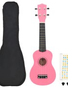 vidaXL Set soprano ukulele s obalem pro děti růžové 21"