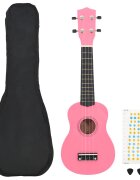 vidaXL Set soprano ukulele s obalem pro děti růžové 23"