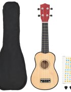 vidaXL Set sopránové ukulele s obalem pro děti světlé dřevo 21