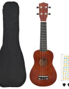 vidaXL Set sopránové ukulele s obalem pro děti tmavé dřevo 23