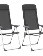 vidaXL Skládací kempingové židle z hliníku 2 ks černé