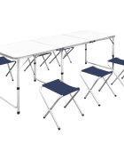 vidaXL Skládací kempingový set 6 stoliček nastavitelná výška 180x60 cm