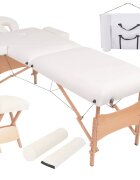 vidaXL Skládací masážní stůl 2 zóny a stolička tloušťka 10 cm bílé