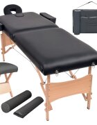 vidaXL Skládací masážní stůl 2 zóny a stolička tloušťka 10 cm černé