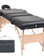 vidaXL Skládací masážní stůl 3 zóny tloušťka 10 cm černý