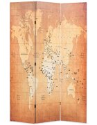 vidaXL Skládací paraván 120 x 170 cm Mapa světa žlutý