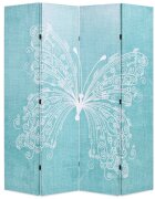 vidaXL Skládací paraván 160 x 170 cm motýl modrý