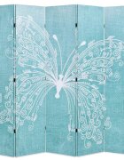 vidaXL Skládací paraván 200 x 170 cm motýl modrý