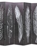 vidaXL Skládací paraván 200 x 170 cm pírka černobílá