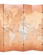 vidaXL Skládací paraván 228 x 170 cm Mapa světa žlutá