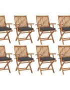 vidaXL Skládací židle s polštáři 8 ks masivní teakové dřevo