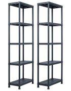 vidaXL Skladové regály 2 ks černé 125 kg 60 x 30 x 180 cm plastové