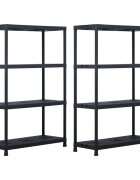 vidaXL Skladové regály 2 ks černé 220 kg 90 x 40 x 138 cm plastové