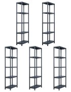 vidaXL Skladové regály 5 ks černé 125 kg 60 x 30 x 180 cm plastové