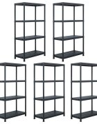vidaXL Skladové regály 5 ks černé 60 x 30 x 138 cm plastové